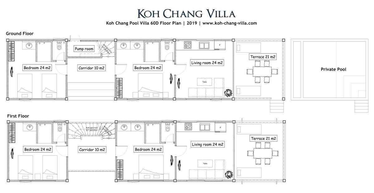 Floor Plans Koh Chang Villa 60D | 4BR Pool Villa